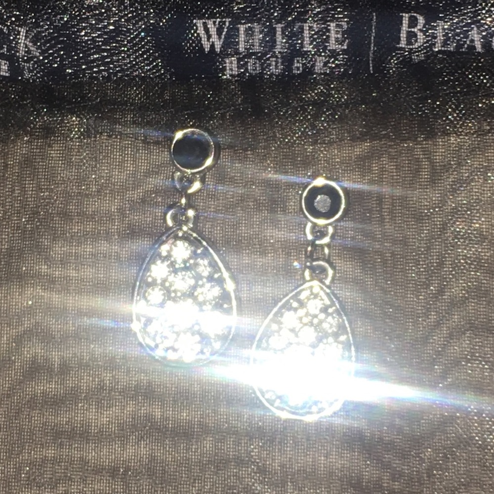 WHBM Black/Silver Rhinestone Teardrop Earrings